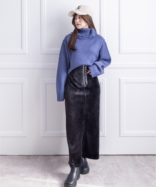 clear（クリア）の「ダメージタートルショートニットトップス（ニット/セーター・レディース・ブルーグレー/アイボリー/ベージュ/ブラック・F）」の14枚目の写真