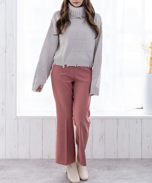 clear（クリア）の「ダメージタートルショートニットトップス（ニット/セーター・レディース・ブルーグレー/アイボリー/ベージュ/ブラック・F）」の18枚目の写真