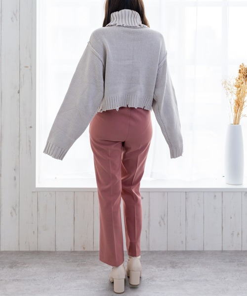 clear（クリア）の「ダメージタートルショートニットトップス（ニット/セーター・レディース・ブルーグレー/アイボリー/ベージュ/ブラック・F）」の22枚目の写真