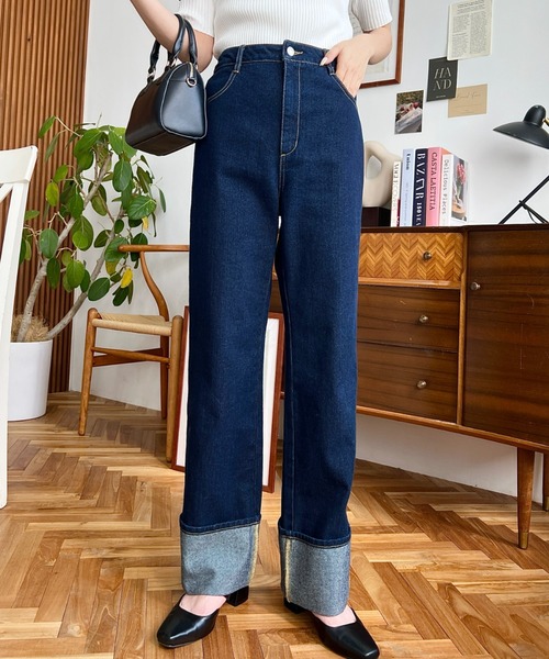 タイムセール‼️anuans ロールアップデザインデニムパンツ アニュアンス anuans ロールアップデザインデニムパンツ