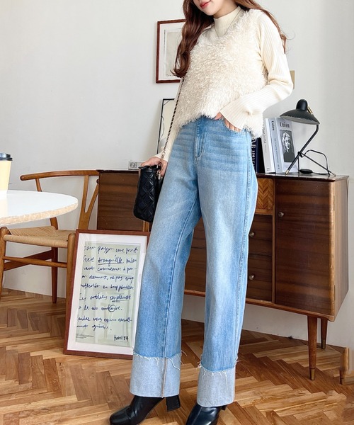 MYLAN デニムロールアップパンツ Sサイズ MYLAN デニムロールアップ