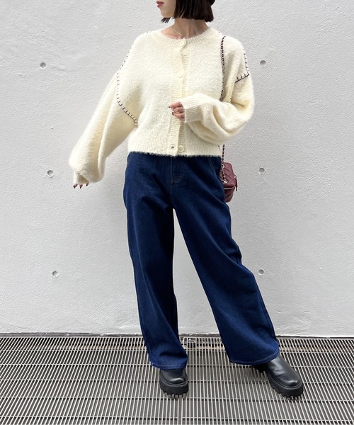 one way（ワンウェイ）の「ハンドステッチショートシャギーカーデ（カーディガン/ボレロ・レディース・ホワイト/ライトピンク/ライトブルー/ライトブラウン・FREE）」の19枚目の写真