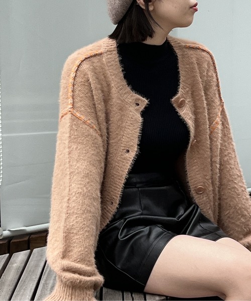 one way（ワンウェイ）の「ハンドステッチショートシャギーカーデ（カーディガン/ボレロ・レディース・ホワイト/ライトピンク/ライトブルー/ライトブラウン・FREE）」の13枚目の写真