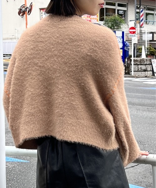 one way（ワンウェイ）の「ハンドステッチショートシャギーカーデ（カーディガン/ボレロ・レディース・ホワイト/ライトピンク/ライトブルー/ライトブラウン・FREE）」の7枚目の写真