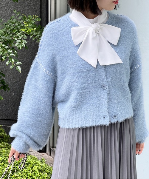 one way（ワンウェイ）の「ハンドステッチショートシャギーカーデ（カーディガン/ボレロ・レディース・ホワイト/ライトピンク/ライトブルー/ライトブラウン・FREE）」の9枚目の写真