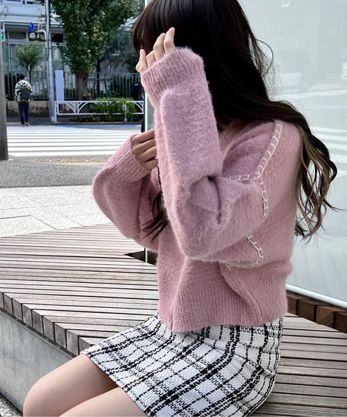 one way（ワンウェイ）の「ハンドステッチショートシャギーカーデ（カーディガン/ボレロ・レディース・ホワイト/ライトピンク/ライトブルー/ライトブラウン・FREE）」の21枚目の写真