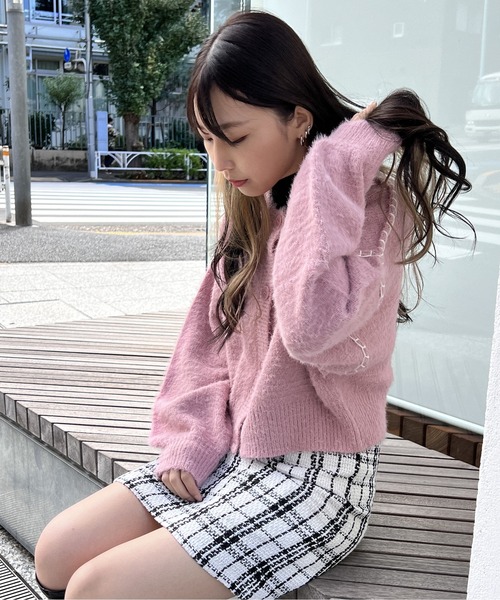 one way（ワンウェイ）の「ハンドステッチショートシャギーカーデ（カーディガン/ボレロ・レディース・ホワイト/ライトピンク/ライトブルー/ライトブラウン・FREE）」の8枚目の写真