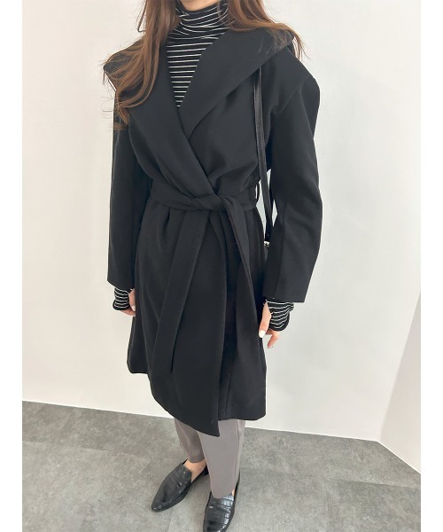 HEILIS(ヘイリス)の「ベルテッドフーディコート / ロングコート フード付きコート(その他アウター・レディース・ブラック/ピンク/ベージュ・FREE)」の19枚目の写真