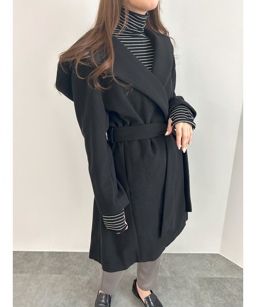 HEILIS(ヘイリス)の「ベルテッドフーディコート / ロングコート フード付きコート(その他アウター・レディース・ブラック/ピンク/ベージュ・FREE)」の18枚目の写真