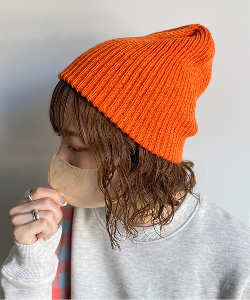 CPCM（シーピーシーエム）の「カラーリブ編みニットビーニー ニットキャップ（ニットキャップ/ビーニー・レディース・チャコールグレー/オレンジ/ブルー/ブラック/グレー/アイボリー・FREE）」の6枚目の写真