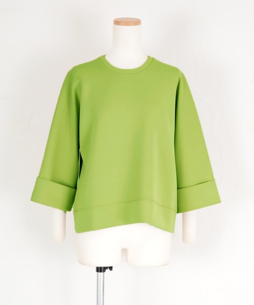 UR'S(ユアーズ)の「ボンディングダブルカフストップス(Tシャツ/カットソー・レディース・グリーン/ブラック/ホワイト/ベージュ・L/S/M)」の17枚目の写真
