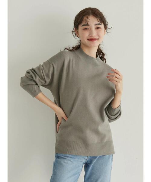 AMERICAN HOLIC（アメリカンホリック）の「モックネックニットプルオーバー（ニット/セーター・レディース・グレー/アイボリー/グリーン/ブラック/ピンク・L/M）」の13枚目の写真