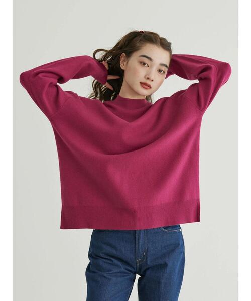 AMERICAN HOLIC（アメリカンホリック）の「モックネックニットプルオーバー（ニット/セーター・レディース・グレー/アイボリー/グリーン/ブラック/ピンク・L/M）」の15枚目の写真