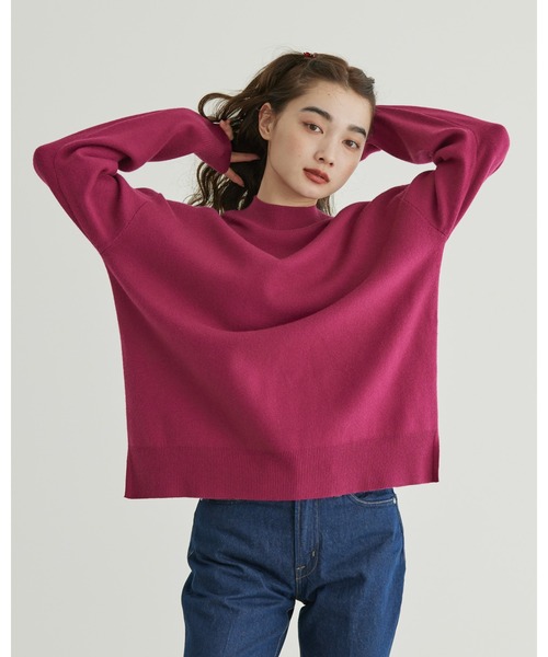 AMERICAN HOLIC（アメリカンホリック）の「モックネックニットプルオーバー（ニット/セーター・レディース・グレー/アイボリー/グリーン/ブラック/ピンク・L/M）」の5枚目の写真