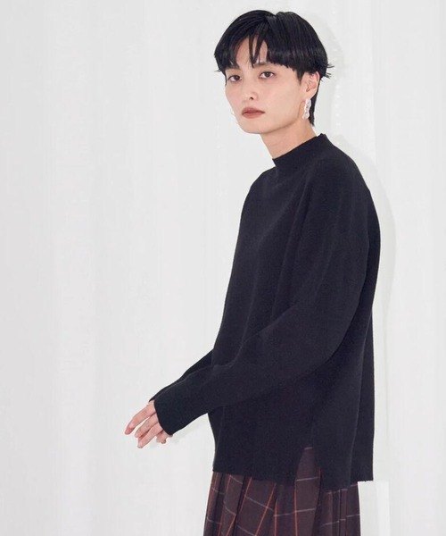 AMERICAN HOLIC（アメリカンホリック）の「モックネックニットプルオーバー（ニット/セーター・レディース・グレー/アイボリー/グリーン/ブラック/ピンク・L/M）」の3枚目の写真