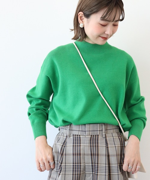 AMERICAN HOLIC（アメリカンホリック）の「モックネックニットプルオーバー（ニット/セーター・レディース・グレー/アイボリー/グリーン/ブラック/ピンク・L/M）」の7枚目の写真