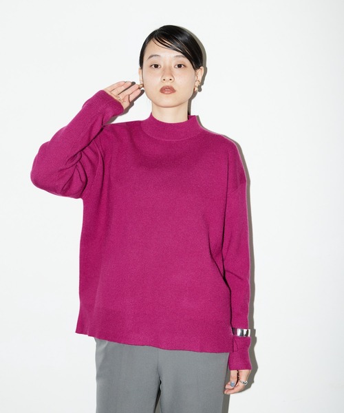 AMERICAN HOLIC（アメリカンホリック）の「モックネックニットプルオーバー（ニット/セーター・レディース・グレー/アイボリー/グリーン/ブラック/ピンク・L/M）」の9枚目の写真