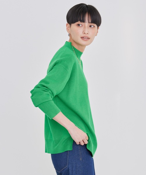 AMERICAN HOLIC（アメリカンホリック）の「モックネックニットプルオーバー（ニット/セーター・レディース・グレー/アイボリー/グリーン/ブラック/ピンク・L/M）」の8枚目の写真