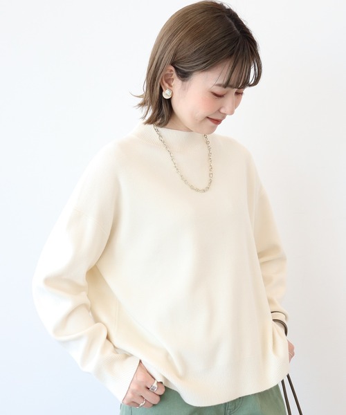 AMERICAN HOLIC（アメリカンホリック）の「モックネックニットプルオーバー（ニット/セーター・レディース・グレー/アイボリー/グリーン/ブラック/ピンク・L/M）」の11枚目の写真