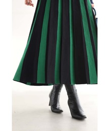 cawaii | 幅広プリーツのバイカラーラインニットスカート(スカート)