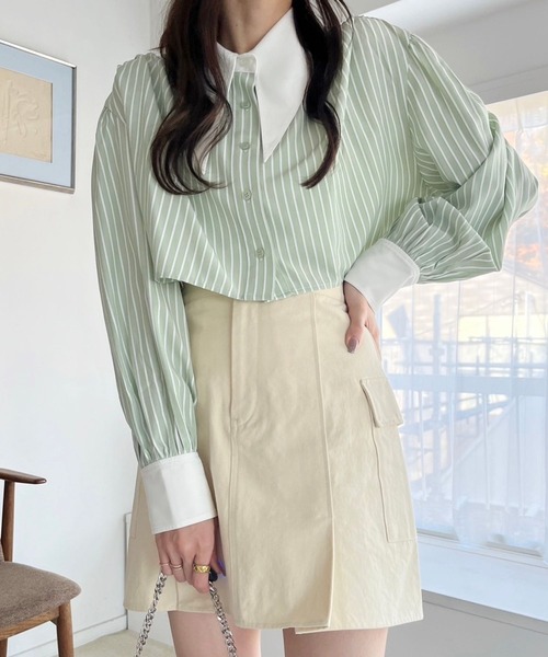 Heather（ヘザー）の「アソートショートシャツ　184424（シャツ/ブラウス・レディース・グリーン系その他/ブルー系その他/オフホワイト・FREE）」の3枚目の写真