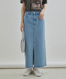 【WEB限定】[美シルエット・スタイルアップ]フロントスリットデニムタイトスカート