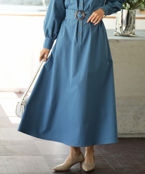 ベルト付きロングシャツワンピース（ワンピース）｜SAISON DE PAPILLON