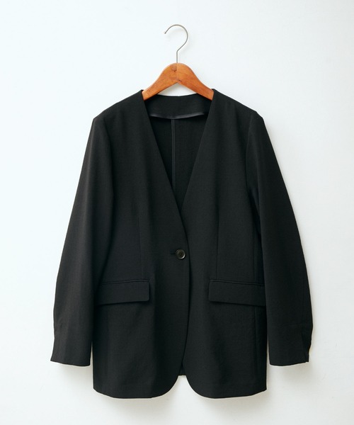 海外並行輸入正規品 セール】【洗える・接触冷感】美easyノーカラーVネック ノーカラージャケット