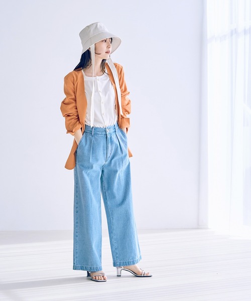 VIS（ビス）の「【洗える・接触冷感】美easyノーカラーVネックジャケット【セットアップ対応】（ノーカラージャケット・レディース・ブラック/ベージュ/オレンジ系その他・S/M）」の16枚目の写真