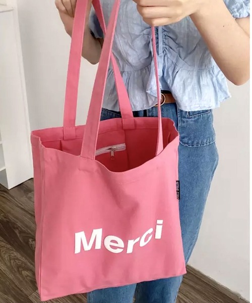 ammy.（エイミードット）の「【 ammy. / エイミードット 】 メルシー プリント キャンバス トートバッグ（トートバッグ・レディース・オレンジ/アイボリー/ダークパープル/ピンク/ブルーグレー/グリーン・FREE）」の5枚目の写真