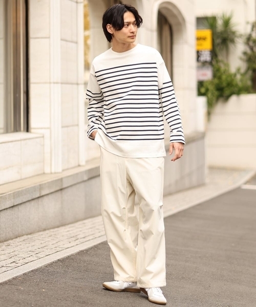 a.v.v（アーヴェヴェ）の「ボーダーワイドシルエットカットソー(長袖）（Tシャツ/カットソー・メンズ・ネイビー/ブルー/グリーン・46/48）」の15枚目の写真