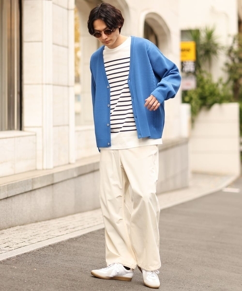 a.v.v（アーヴェヴェ）の「ボーダーワイドシルエットカットソー(長袖）（Tシャツ/カットソー・メンズ・ネイビー/ブルー/グリーン・46/48）」の5枚目の写真