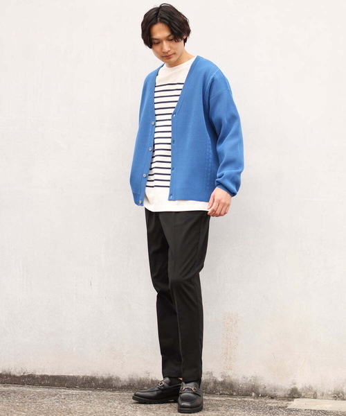 a.v.v（アーヴェヴェ）の「ボーダーワイドシルエットカットソー(長袖）（Tシャツ/カットソー・メンズ・ネイビー/ブルー/グリーン・46/48）」の16枚目の写真