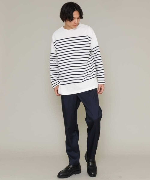 a.v.v（アーヴェヴェ）の「ボーダーワイドシルエットカットソー(長袖）（Tシャツ/カットソー・メンズ・ネイビー/ブルー/グリーン・46/48）」の11枚目の写真