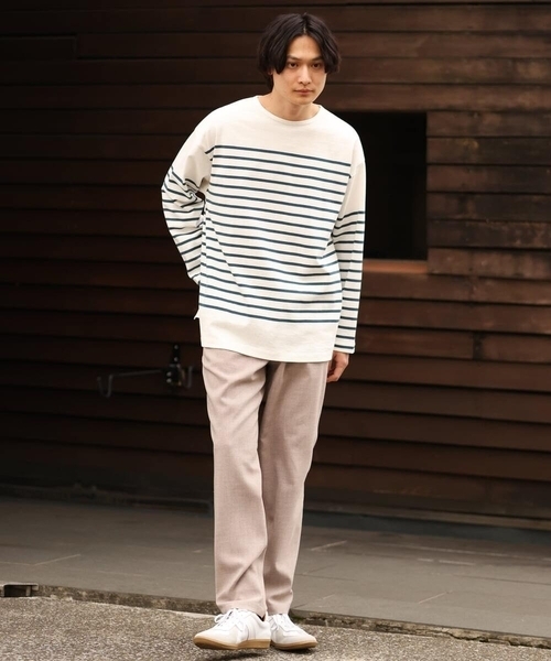 a.v.v（アーヴェヴェ）の「ボーダーワイドシルエットカットソー(長袖）（Tシャツ/カットソー・メンズ・ネイビー/ブルー/グリーン・46/48）」の17枚目の写真