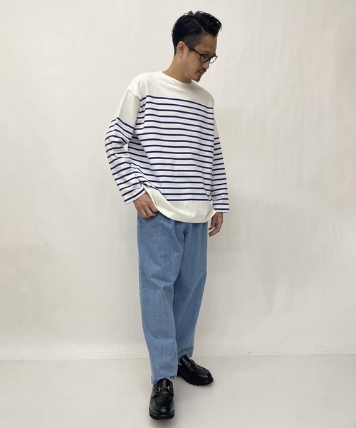 a.v.v（アーヴェヴェ）の「ボーダーワイドシルエットカットソー(長袖）（Tシャツ/カットソー・メンズ・ネイビー/ブルー/グリーン・46/48）」の13枚目の写真