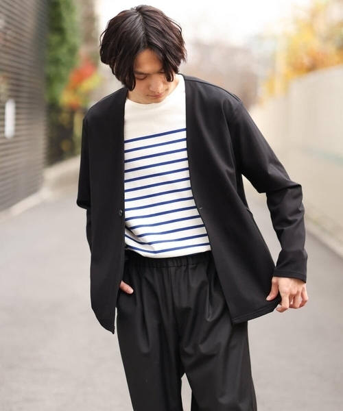 a.v.v（アーヴェヴェ）の「ボーダーワイドシルエットカットソー(長袖）（Tシャツ/カットソー・メンズ・ネイビー/ブルー/グリーン・46/48）」の19枚目の写真