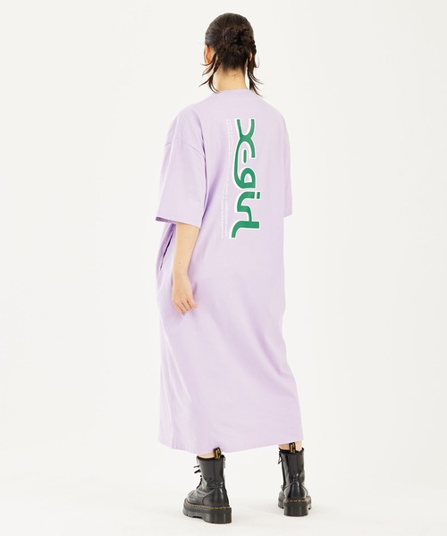 X-girl（エックスガール）の「VERTICAL WORD LOGO S/S TEE DRESS（ワンピース・レディース・ブラック/ライトパープル/オリーブ・S/M）」の3枚目の写真