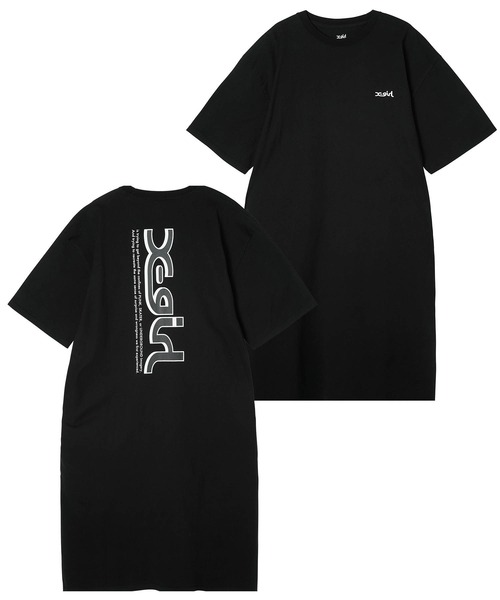 X-girl（エックスガール）の「VERTICAL WORD LOGO S/S TEE DRESS（ワンピース・レディース・ブラック/ライトパープル/オリーブ・S/M）」の2枚目の写真