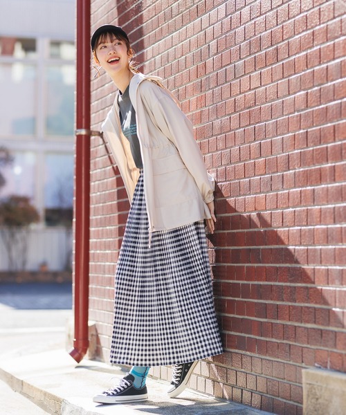 NOKO-PLEATS ロングプリーツカーディガン ギンガムチェック hunch（ハンチ）の「ギンガムチェック/ストライプ プリーツスカート