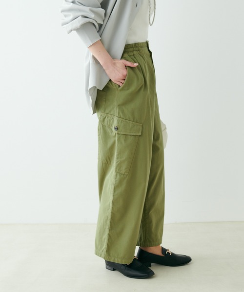 カーキ 綿 カーゴ パンツ 美品☆HUIS遠州織物カーキ綿Fフリーパンツカーゴ