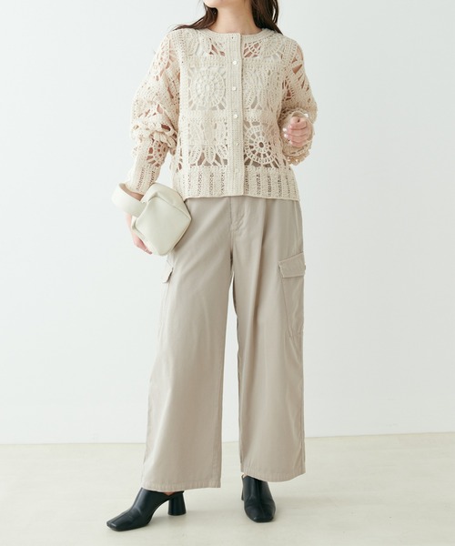 PUAL CE CIN（ピュアルセシン）の「綿キュプラカーゴパンツ（カーゴパンツ・レディース・ベージュ/カーキ・FREE）」の3枚目の写真