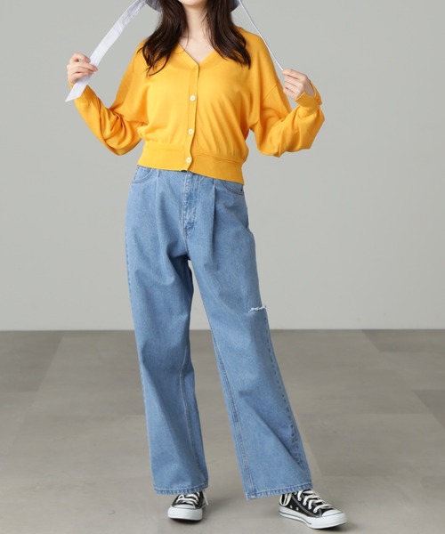 FREE'S MART(フリーズマート)の「【3サイズ展開XS-M】サイドカットタックワイドデニムパンツ【低身長サイズ有】(デニムパンツ・レディース・ブルー系その他2/ホワイト・MEDIUM/SMALL/X-SMALL)」の11枚目の写真