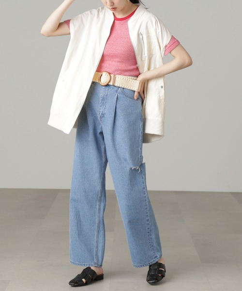 FREE'S MART(フリーズマート)の「【3サイズ展開XS-M】サイドカットタックワイドデニムパンツ【低身長サイズ有】(デニムパンツ・レディース・ブルー系その他2/ホワイト・MEDIUM/SMALL/X-SMALL)」の18枚目の写真