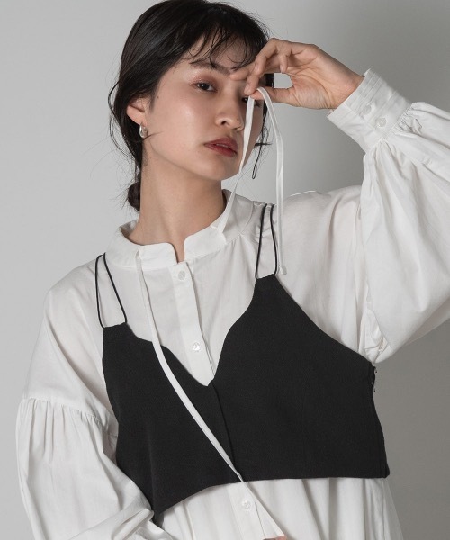 Amiur(エミレ)の「gather balloon long shirt ops(ワンピース・レディース・ホワイト/ブラック/グリーン系その他・S/M)」の17枚目の写真