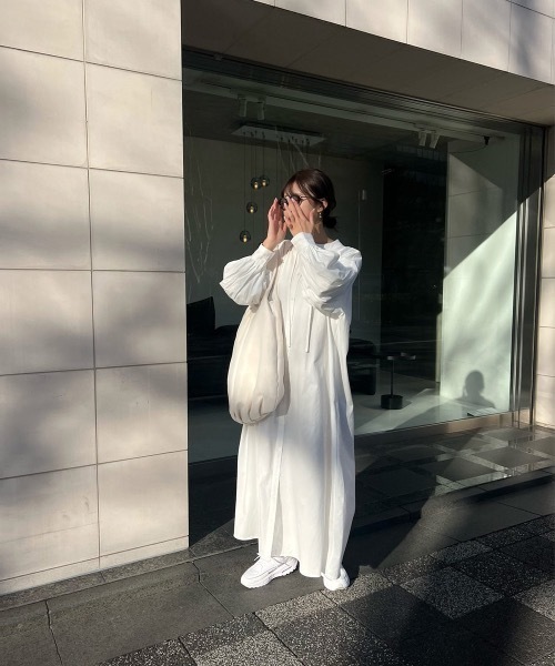 Amiur(エミレ)の「gather balloon long shirt ops(ワンピース・レディース・ホワイト/ブラック/グリーン系その他・S/M)」の21枚目の写真