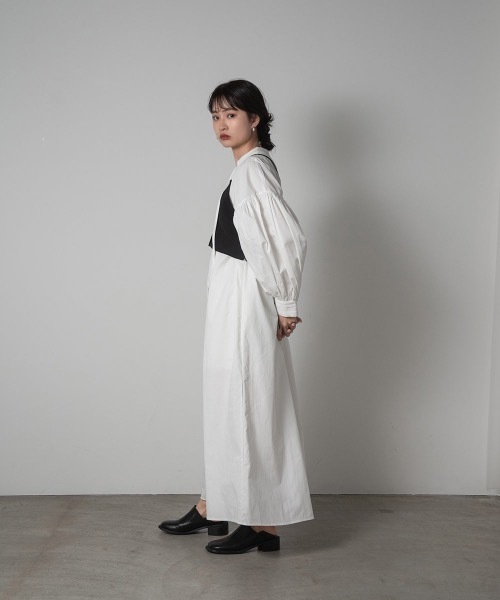 Amiur(エミレ)の「gather balloon long shirt ops(ワンピース・レディース・ホワイト/ブラック/グリーン系その他・S/M)」の7枚目の写真