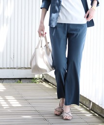 INDIVI | 【褒められパンツ/洗える/SETUP可能/UVケア】麻混ストレートパンツ(スーツパンツ)