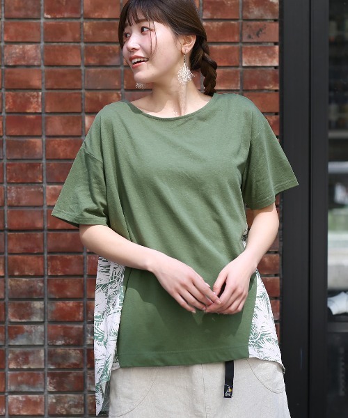 チチカカ(チチカカ)の「リーフプリントコンビ プルオーバー(Tシャツ/カットソー・レディース・ブラック/カーキ・FREE)」の6枚目の写真