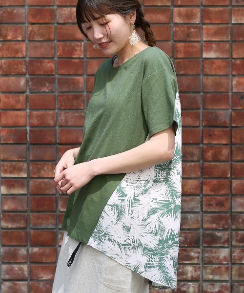 チチカカ(チチカカ)の「リーフプリントコンビ プルオーバー(Tシャツ/カットソー・レディース・ブラック/カーキ・FREE)」の7枚目の写真